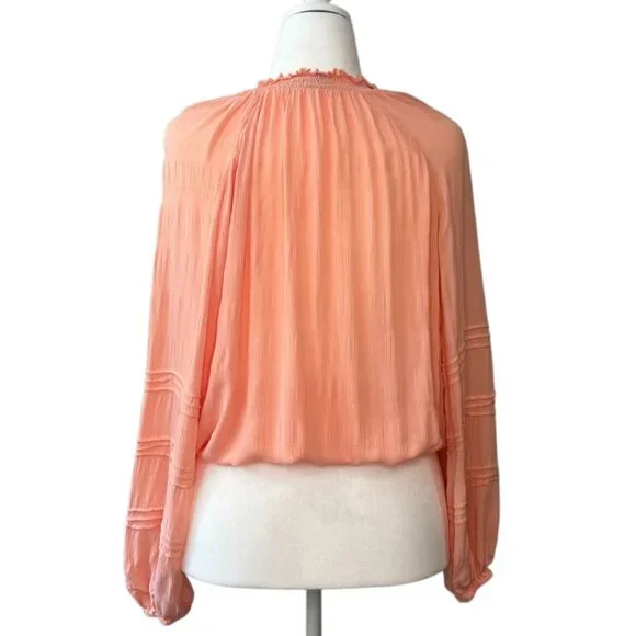 SANCTUARY | Pre-Loved Coral Boho Cinch Waist Blouson Top – Size Medium - Picture 2 of 8